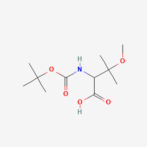 Chemical structure of 2-{[(Tert-butoxy)carbonyl]amino}-3-methoxy-3-methylbutanoic acid