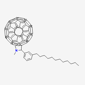 Chemical structure of 2′-(3-Dodecylphenyl)-1′,5′-dihydro-1′-methyl-2′H-[5,6]fullereno-C60-Ih-[1,9-c]pyrrole