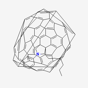 Chemical structure of 2′-Hexyl-1′,5′-dihydro-1′-phenyl-2′H-[5,6]fullereno-C60-Ih-[1,9-c]pyrrole