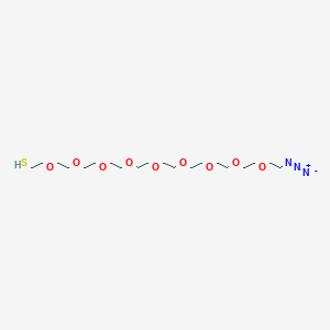 Chemical structure of 29-Azido-3,6,9,12,15,18,21,24,27-nonaoxanonacosane-1-thiol