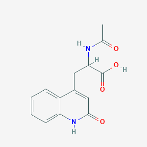 Chemical structure of 2-Acetylamino-3-(2-quinolon-4-yl)propionic acid