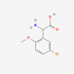 Chemical structure of 2-Amino-2-(5-bromo-2-methoxyphenyl)acetic acid