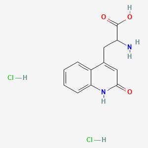 Chemical structure of 2-Amino-3-(2-oxo-1,2-dihydroquinolin-4-yl)propanoic acid dihydrochloride