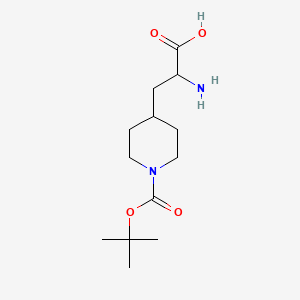 Chemical structure of 2-Amino-3-{1-[(tert-butoxy)carbonyl]piperidin-4-yl}propanoic acid