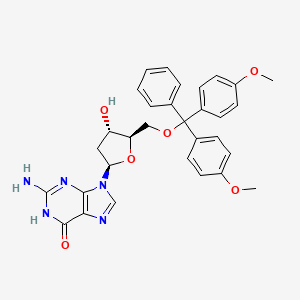 Chemical structure of 5'-O-(4,4'-Dimethoxytrityl)-2'-deoxyguanosine