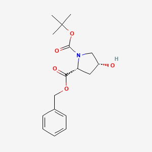 Chemical structure of Benzyl (4R)-1-Boc-4-hydroxy-D-prolinate