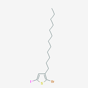 Chemical structure of 2-Bromo-3-dodecyl-5-iodothiophene
