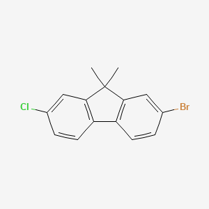 Chemical structure of 2-Bromo-7-chloro-9,9-dimethyl-9H-fluorene