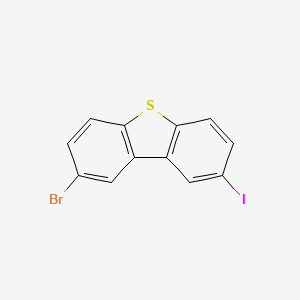 Chemical structure of 2-Bromo-8-iododibenzothiophene