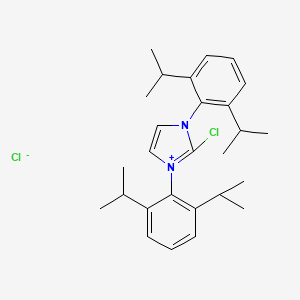 Chemical structure of 2-Chloro-1,3-bis(2,6-diisopropylphenyl)-1H-imidazolium chloride