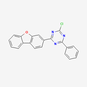 Chemical structure of 2-Chloro-4-(dibenzo[b,d]furan-3-yl)-6-phenyl-1,3,5-triazine