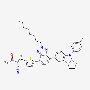 Chemical structure of 2-Cyano-3-(5-(2-octyl-7-(4-(p-tolyl)-1,2,3,3a,4,8b-hexahydrocyclopenta[b]indol-7-yl)-2H-benzo[d][1,2,3]triazol-4-yl)thiophen-2-yl)acrylic acid