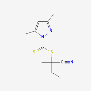 Chemical structure of 2-Cyanobutan-2-yl 3,5-dimethyl-1H-pyrazole-1-carbodithioate