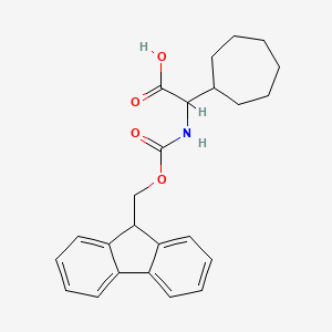 Chemical structure of 2-Cycloheptyl-2-({[(9H-fluoren-9-yl)methoxy]carbonyl}amino)acetic acid