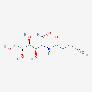 Chemical structure of 2-Deoxy-2-[(1-oxo-4-pentyn-1-yl)amino]-D-glucose
