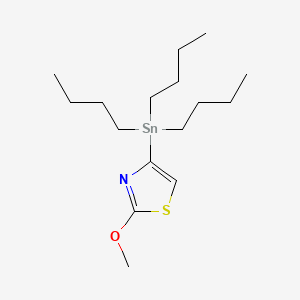 Chemical structure of 2-Methoxy-4-(tributylstannyl)thiazole