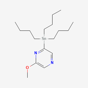 Chemical structure of 2-Methoxy-6-(tributylstannyl)pyrazine