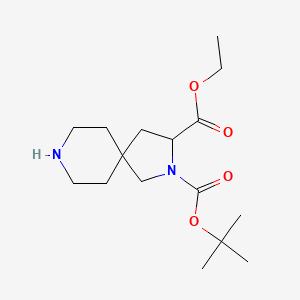 Chemical structure of 2-tert-Butyl 3-ethyl 2,8-diazaspiro[4.5]decane-2,3-dicarboxylate