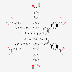 Chemical structure of 3'',4'',5'',6''-Tetrakis(4'-carboxy[1,1'-biphenyl]-4-yl)[1,1':4',1'':2'',1''':4''',1''''-quinquephenyl]-4,4''''-dicarboxylic acid