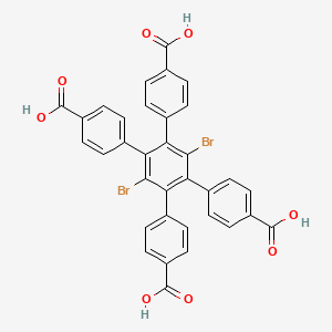 Chemical structure of 3',6'-Dibromo-4',5'-bis(4-carboxyphenyl)-[1,1':2',1''-terphenyl]-4,4''-dicarboxylic acid