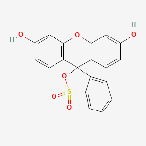 Chemical structure of 3',6'-Dihydroxyspiro[benzo[c][1,2]oxathiole-3,9'-xanthene] 1,1-dioxide