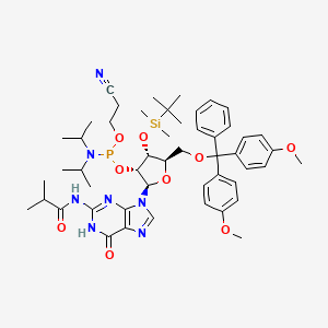 Chemical structure of 3'-O-tert-Butyldimethylsilyl-5'-O-DMT-N2-isobutyrylguanosine 2'-CE phosphoramidite