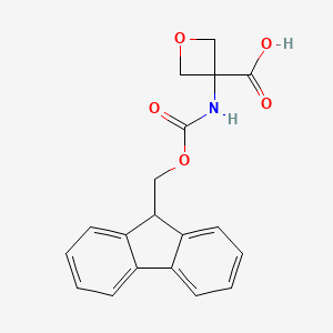 Chemical structure of 3-((((9H-Fluoren-9-yl)methoxy)carbonyl)amino)oxetane-3-carboxylic acid