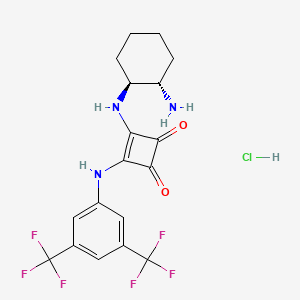 Chemical structure of 3-(((1S,2S)-2-aminocyclohexyl)amino)-4-((3,5-bis(trifluoromethyl)phenyl)amino)cyclobut-3-ene-1,2-dione hydrochloride