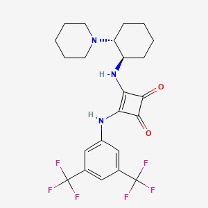 Chemical structure of 3-((3,5-Bis(trifluoromethyl)phenyl)amino)-4-(((1R,2R)-2-(piperidin-1-yl)cyclohexyl)amino)cyclobut-3-ene-1,2-dione