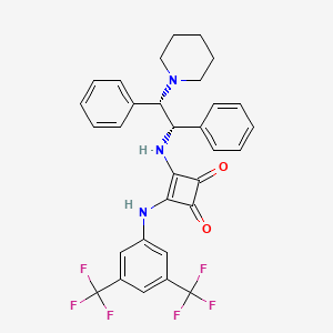 Chemical structure of 3-((3,5-Bis(trifluoromethyl)phenyl)amino)-4-(((1S,2S)-1,2-diphenyl-2-(piperidin-1-yl)ethyl)amino)cyclobut-3-ene-1,2-dione