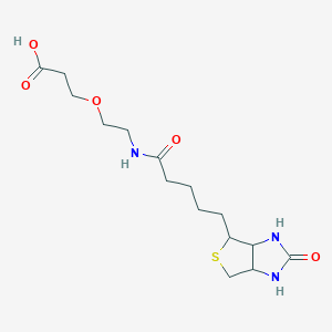 Chemical structure of 3-(2-(5-(2-Oxohexahydro-1H-thieno[3,4-d]imidazol-4-yl)pentanamido)ethoxy)propanoic acid