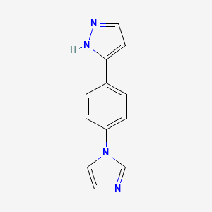 Chemical structure of 3-(4-(1H-Imidazol-1-yl)phenyl)-1H-pyrazole
