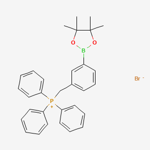Chemical structure of 3-(4,4,5,5-Tetramethyl-1,3,2-dioxaboratophenyl)-methyl triphenylphosphonium bromide