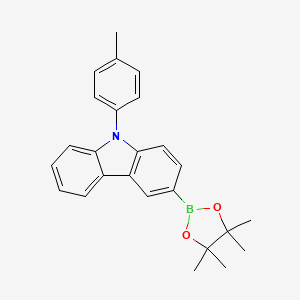 Chemical structure of 3-(4,4,5,5-Tetramethyl-1,3,2-dioxaborolan-2-yl)-9-(p-tolyl)-9H-carbazole