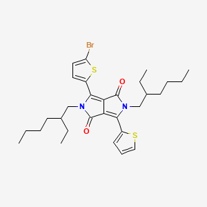 Chemical structure of 3-(5-Bromothiophen-2-yl)-2,5-bis(2-ethylhexyl)-6-(thiophen-2-yl)pyrrolo[3,4-c]pyrrole-1,4(2H,5H)-dione