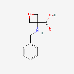 Chemical structure of 3-(Benzylamino)oxetane-3-carboxylic acid