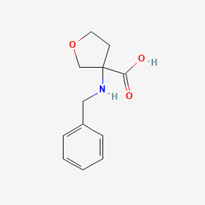 Chemical structure of 3-(Benzylamino)oxolane-3-carboxylic acid