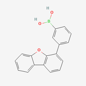Chemical structure of 3-(Dibenzo[b,d]furan-4-yl)phenylboronic acid