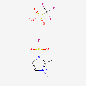Chemical structure of 3-(Fluorosulfonyl)-1,2-dimethyl-1H-imidazol-3-ium trifluoromethanesulfonate