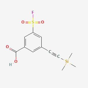 Chemical structure of 3-(Fluorosulfonyl)-5-((trimethylsilyl)ethynyl)benzoic acid