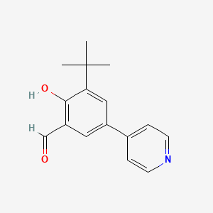 Chemical structure of 3-(tert-Butyl)-2-hydroxy-5-(4-pyridyl)benzaldehyde