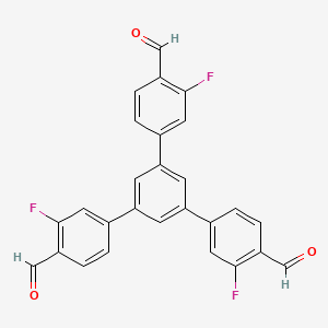 Chemical structure of 3,3''-Difluoro-5'-(3-fluoro-4-formylphenyl)-[1,1':3',1''-terphenyl]-4,4''-dicarbaldehyde