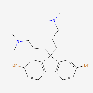 Chemical structure of 3,3'-(2,7-Dibromo-9H-fluorene-9,9-diyl)bis(N,N-dimethylpropan-1-amine)