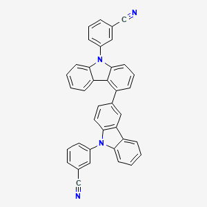 Chemical structure of 3,3'-(9H,9'H-[3,4'-Bicarbazole]-9,9'-diyl)dibenzonitrile