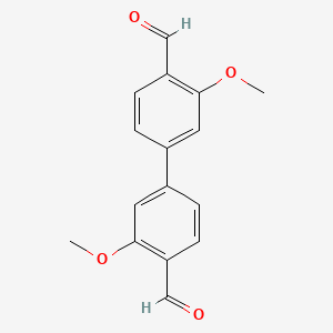 Chemical structure of 3,3'-Dimethoxy-[1,1'-biphenyl]-4,4'-dicarbaldehyde
