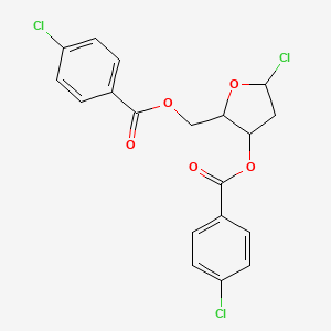 Chemical structure of 3,5-O-Bis(p-chlorobenzoyl)-2-deoxy-α-D-ribofuranosyl chloride