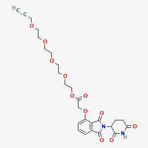 Chemical structure of 3,6,9,12-Tetraoxapentadec-14-yn-1-yl 2-((2-(2,6-dioxopiperidin-3-yl)-1,3-dioxoisoindolin-4-yl)oxy)acetate