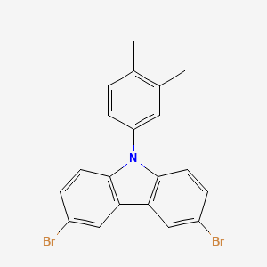 Chemical structure of 3,6-Dibromo-9-(3,4-dimethylphenyl)-9H-carbazole