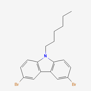 Chemical structure of 3,6-Dibromo-9-hexyl-9H-carbazole