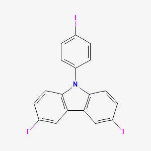 Chemical structure of 3,6-Diiodo-9-(4-iodophenyl)-9H-carbazole